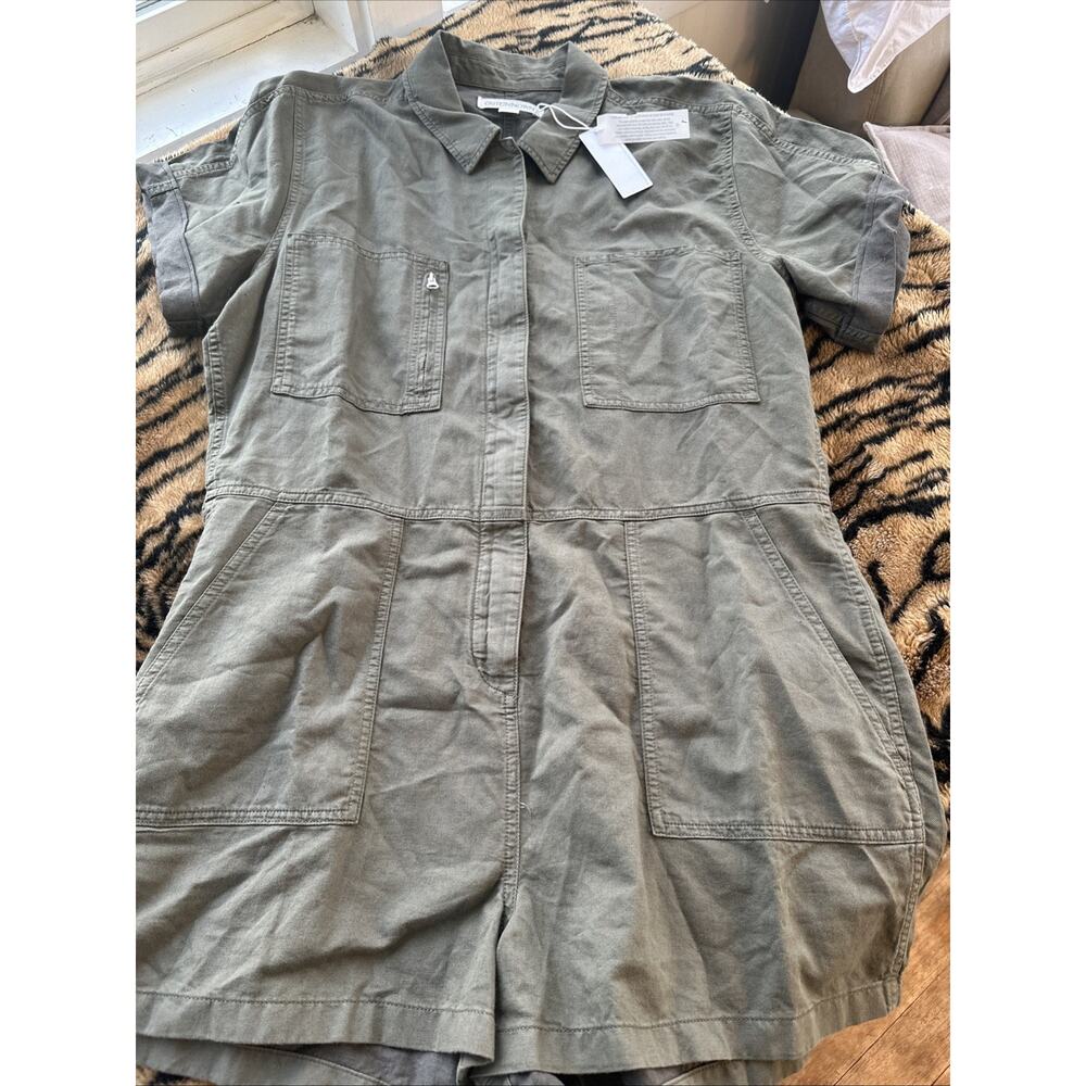 Outerknown Women’s Station Jumpsuit XL Pockets Zip Front Green Organic Cotton